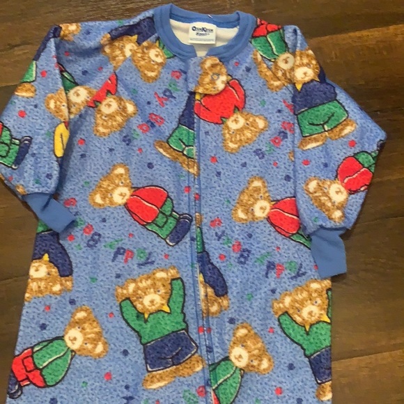 Vintage OSH KOSH TEDDY BEAR ONESIE PAJAMA SLEEPER Fleece Warm PJ - Picture 2 of 6